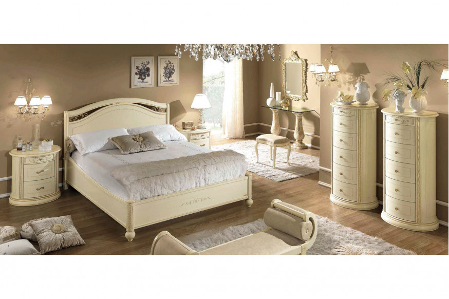 Camelgroup™ Siena Night Legno Queen Size Bed with Ring - Ivory