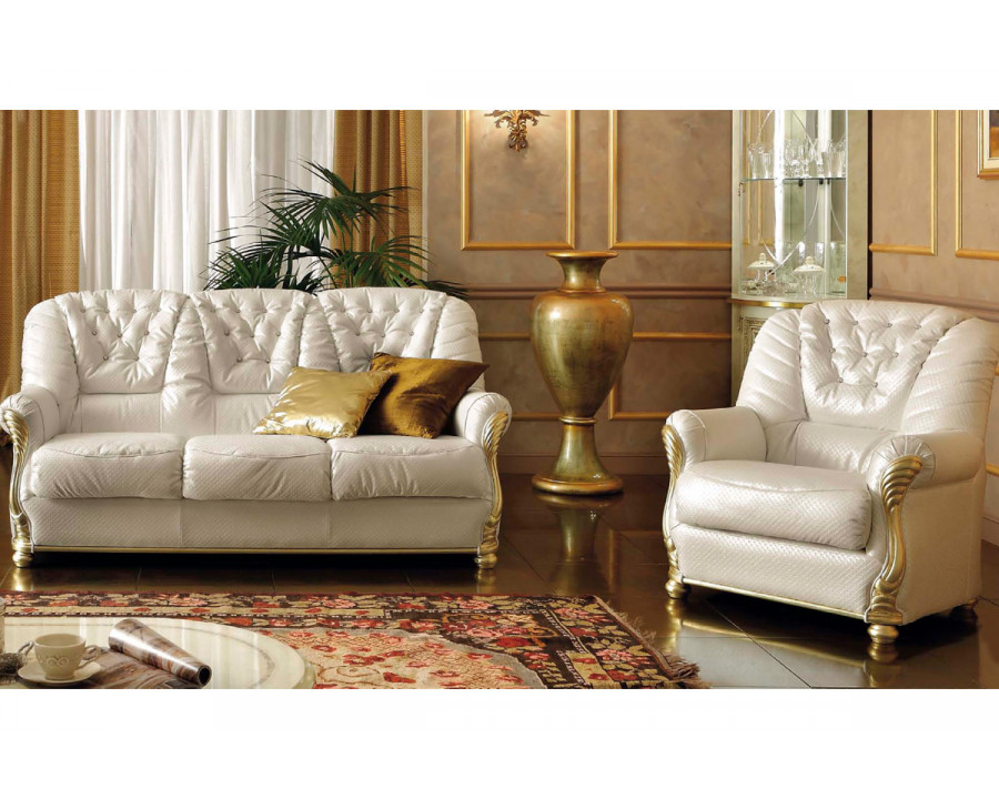 Camelgroup Leonardo Loveseat with Swarovski - White, Leather