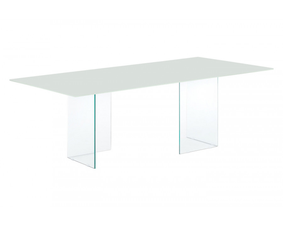 Casabianca Miami Dining Table with Clear Base - White, Glass