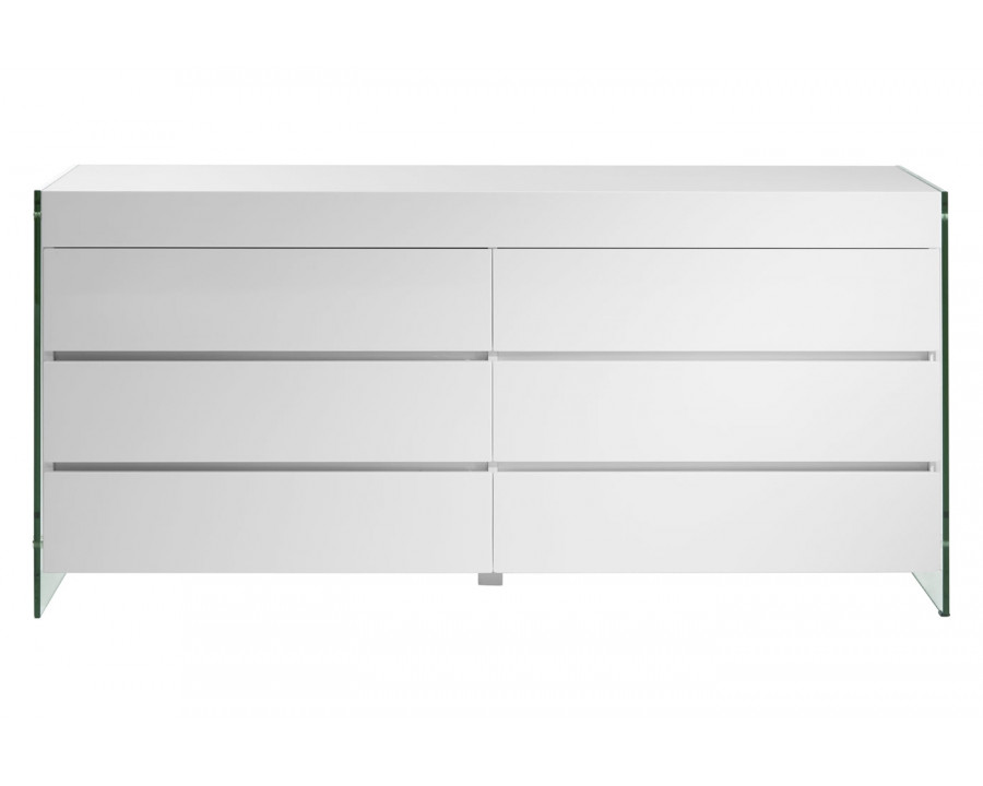 Casabianca - II Vetro Dresser with 6 Drawers in White, MDF