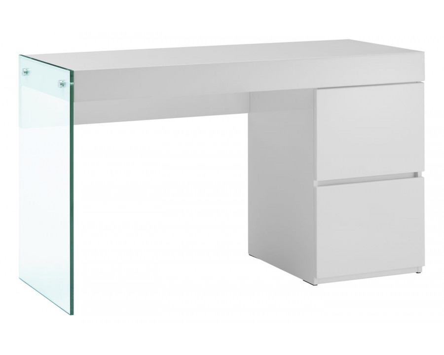 Casabianca - II Vetro Office Desk with Storage in White, MDF