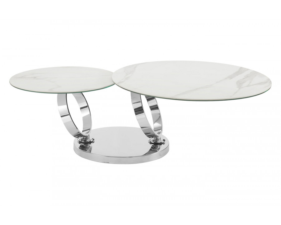 Casabianca Satelite Swivel Coffee Table - White, Porcelain