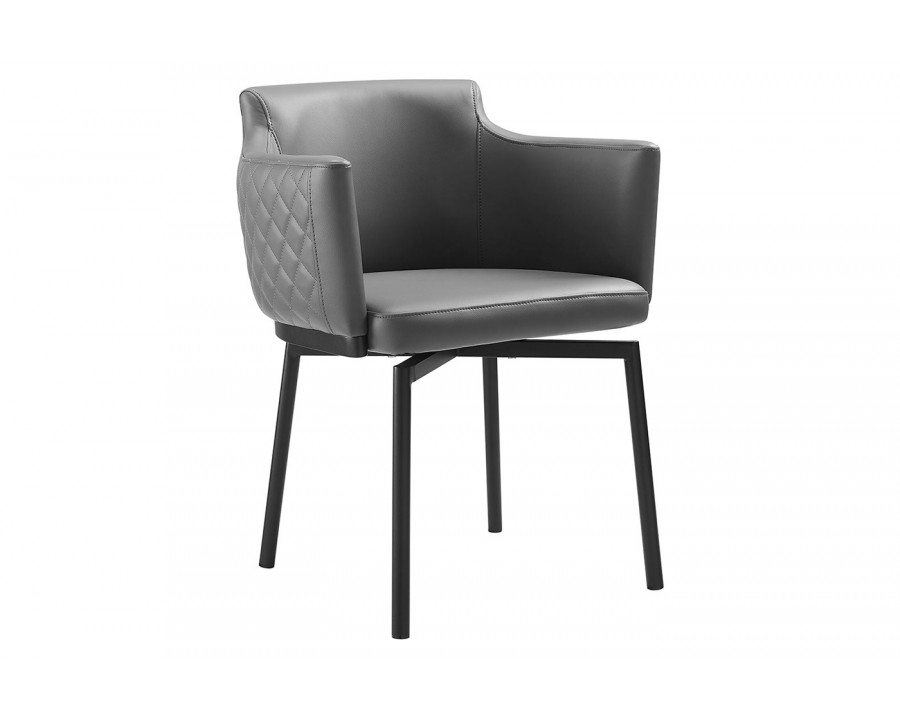 Casabianca Suzzie Swivel Dining Chair with Black Legs - Gray, PU-Leather