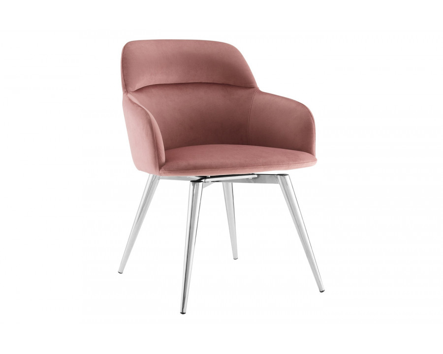 Casabianca Pirouette Swivel Dining Chair - Dusty Pink, Velvet