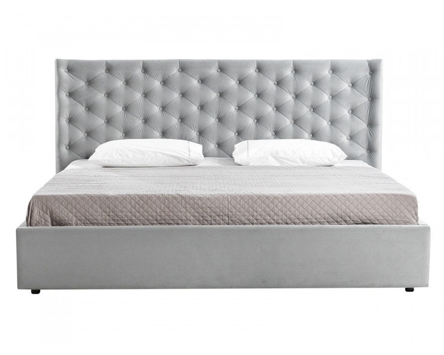 Casabianca - Parker King Size Bed in Gray, Velvet/Fabric