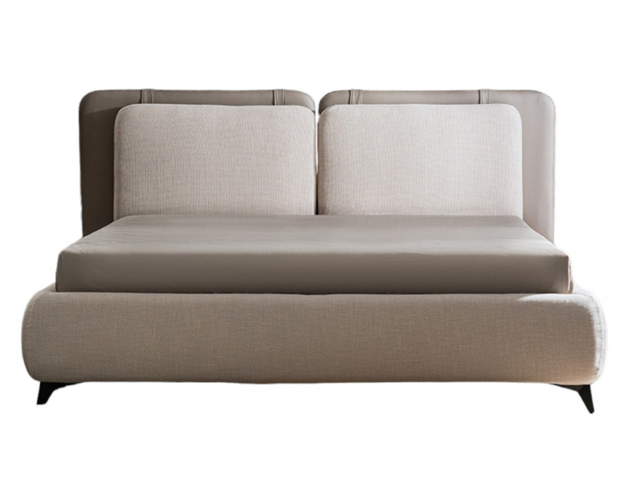 Casabianca Ayla Queen Size Bed - Taupe, Linen/Fabric