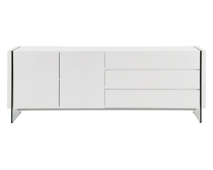 Casabianca II Vetro Buffet with Storage - White, MDF