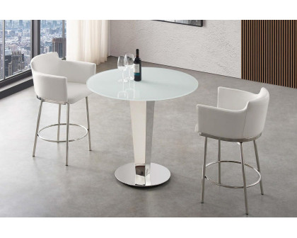 Casabianca Enzo 39 Counter Table - White, Stainless Steel