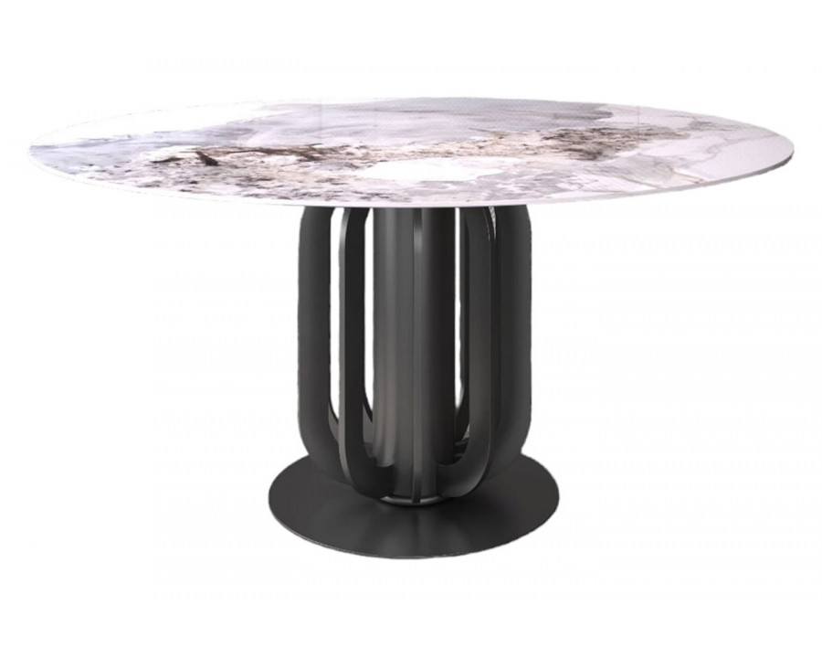 Casabianca - Sabrina Dining Table with Black Base in White/Gold, Metal