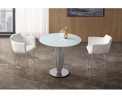 Casabianca Tasso 39 Counter Table - White, Stainless Steel