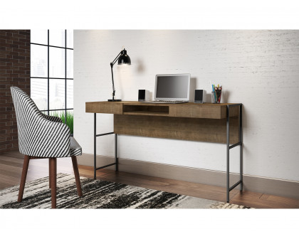 Casabianca Clark Executive Office Desk with Storage - Walnut, Chipboard