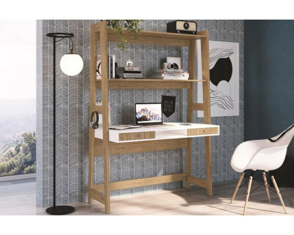 Casabianca - Tower Office Desk with Storage in White, MDF