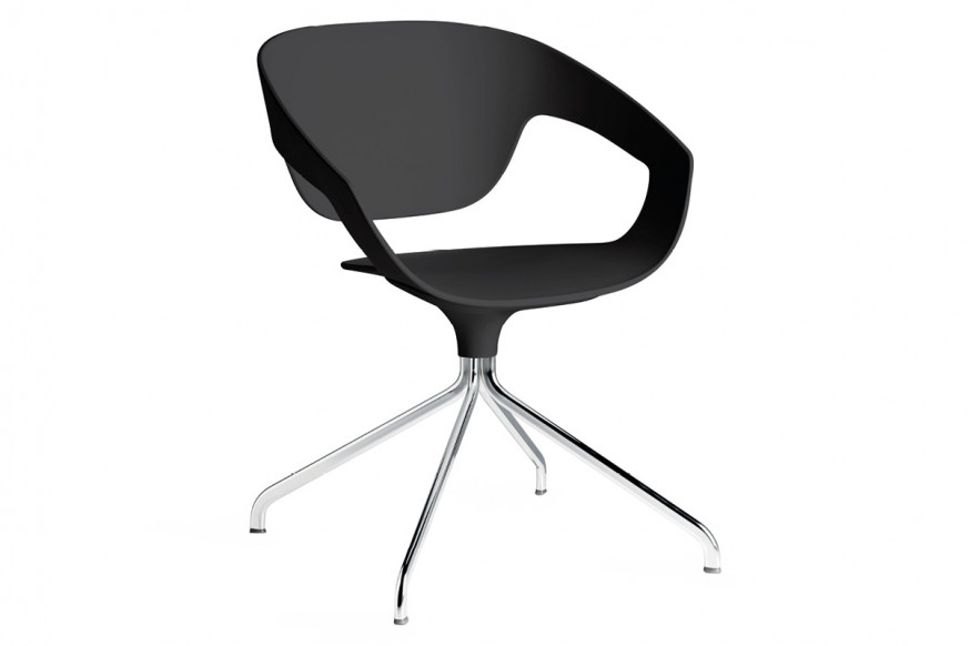 Casamania™ Vad Girevole Polypropylene Chair with Black Legs - Black