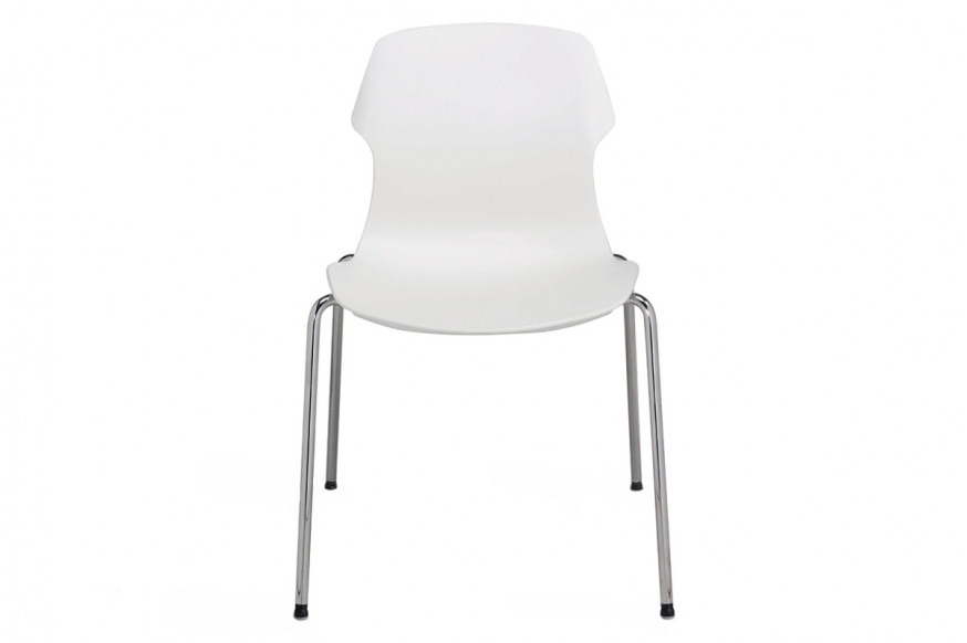 Casamania™ Stereo Stackable Polypropylene Chair Frontally Upholstered with Chrome Legs - Faux Leather