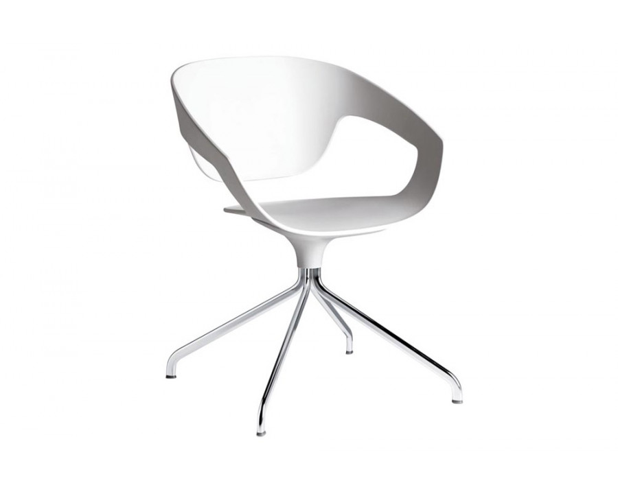 Casamania Vad Swivel Upholstered Chair with Chrome Legs - Leather Major