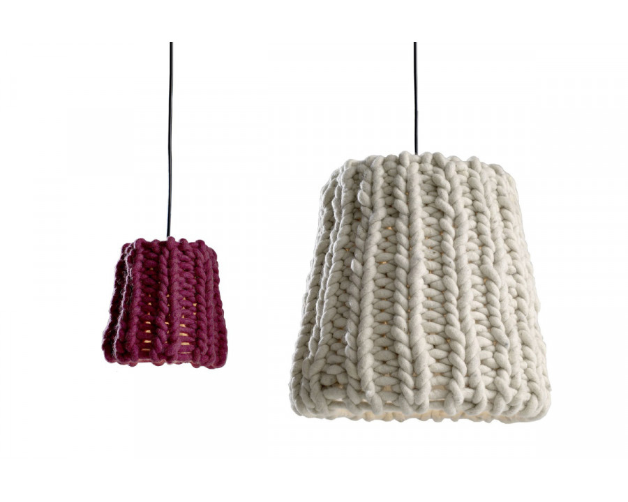 Casamania Granny Large Wool Suspension Lampshade - White/Red Cable