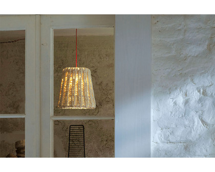 Casamania Granny Small Wool Suspension Lampshade - White/Red Cable