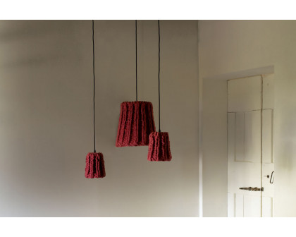 Casamania Granny Small Wool Suspension Lampshade - Red/Black Cable