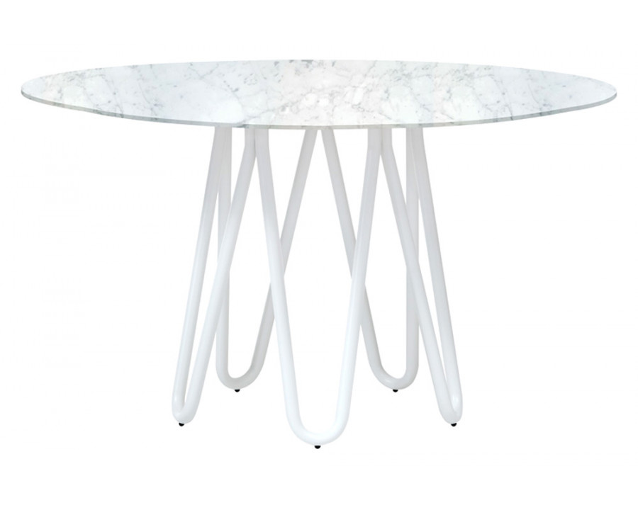 Casamania Meduse Round Dining Table - White Top, Carrara Marble