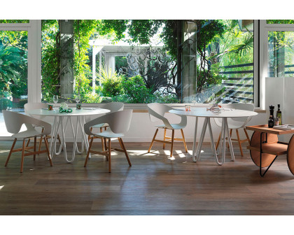 Casamania Meduse Round Dining Table - White Top, Carrara Marble