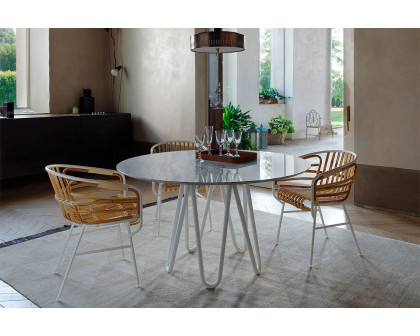 Casamania Meduse Round Dining Table - White Top, Carrara Marble