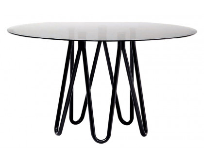 Casamania Meduse Round Dining Table - Black Top, Smoky Glass