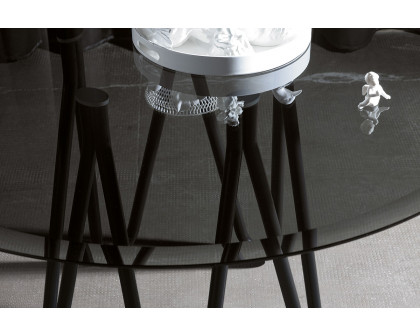 Casamania Meduse Round Dining Table - Black Top, Smoky Glass