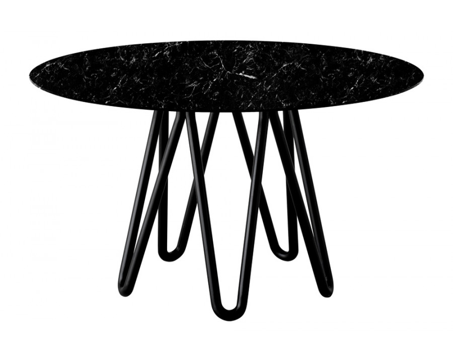 Casamania Meduse Round Dining Table - Black Top, Carrara Marble