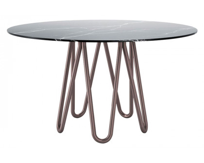 Casamania Meduse Round Dining Table - Black Top, Carrara Marble