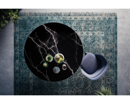 Casamania Meduse Round Dining Table - Black Top, Carrara Marble