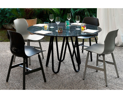 Casamania Meduse Round Dining Table - Black Top, Carrara Marble