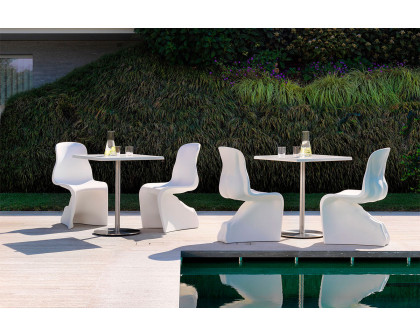 Casamania™ T1 Outdoor Bistrot Square Cafe Bar Table - White HPL Top and Structure