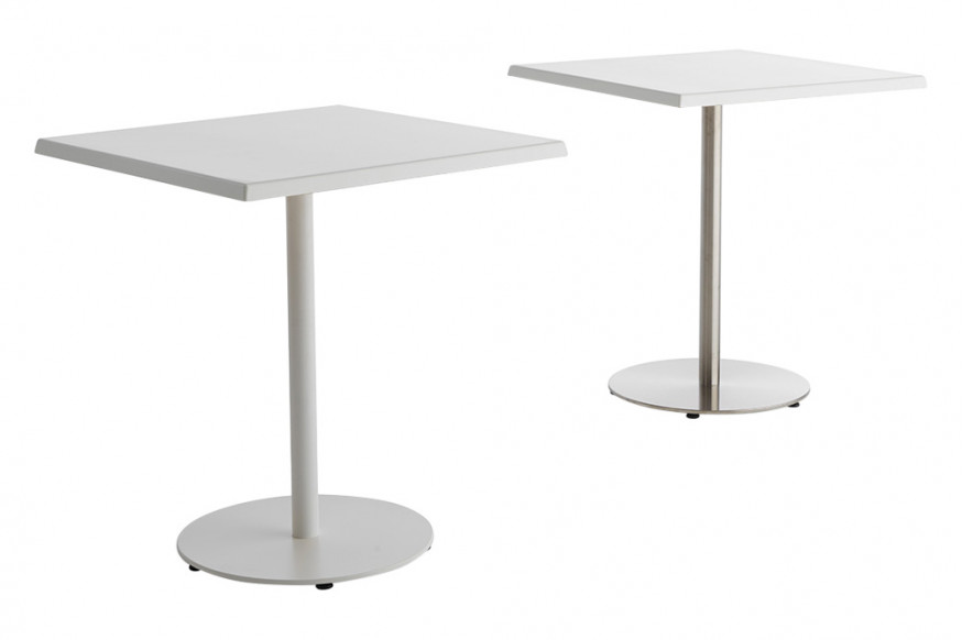 Casamania™ T1 Outdoor Bistrot Square Cafe Bar Table - White HPL Top and Steel Structure