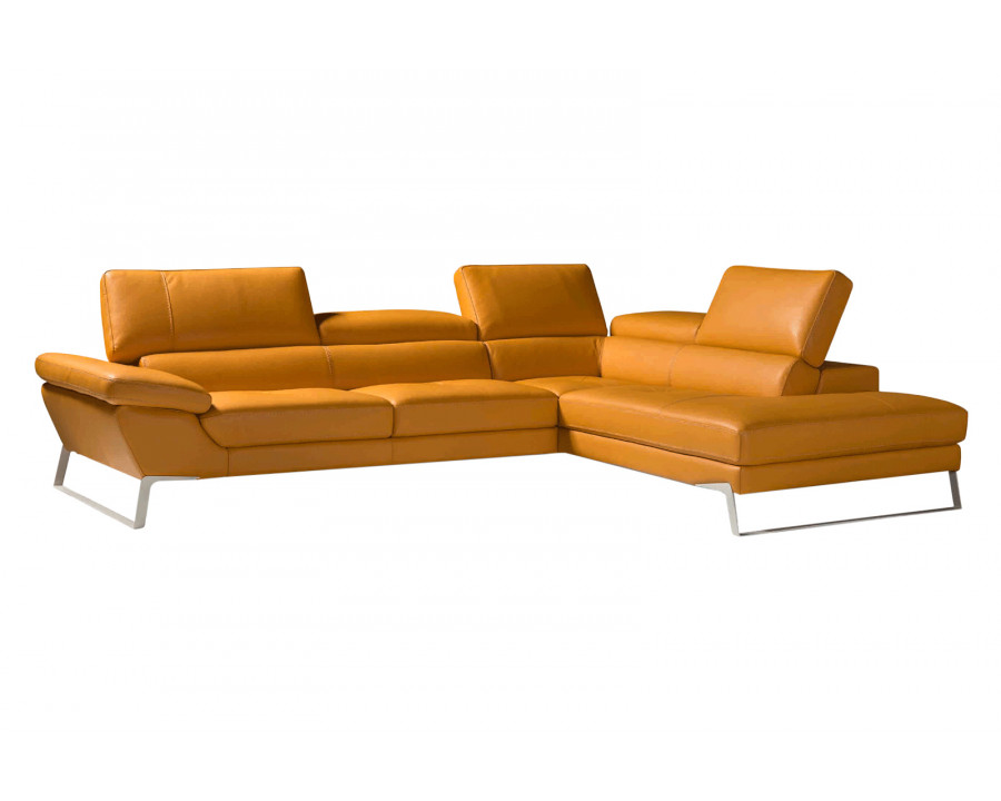 Castello Torino Right Facing Sectional - Orange, Full Top Grain Leather