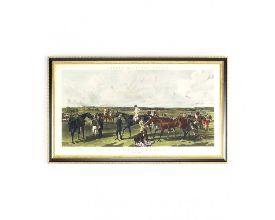 Chelsea House - Fores Racing Saddling Painting in Black/Gold Frame