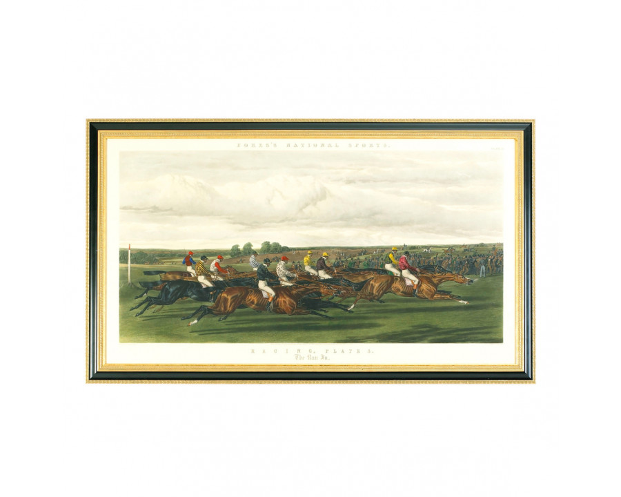 Chelsea House - Fores Racing- Run In Painting in Black/Gold Frame