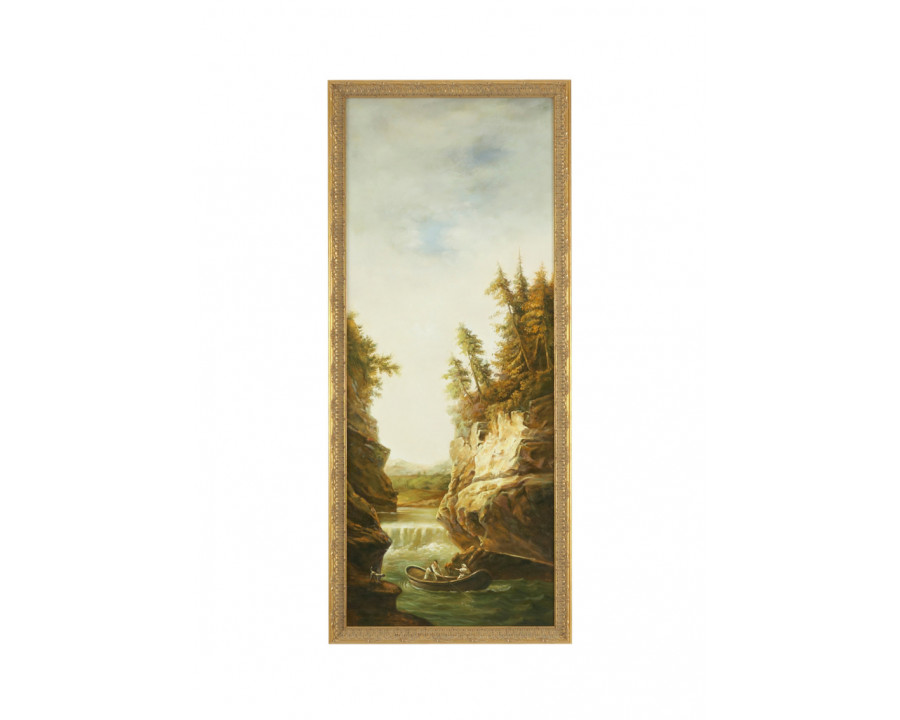 Chelsea House - River Landscape-Boat in Gold Frame