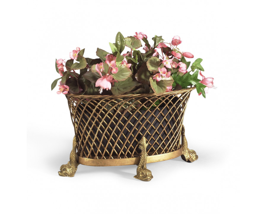 Chelsea House - Dolphin Planter in Antique Gold