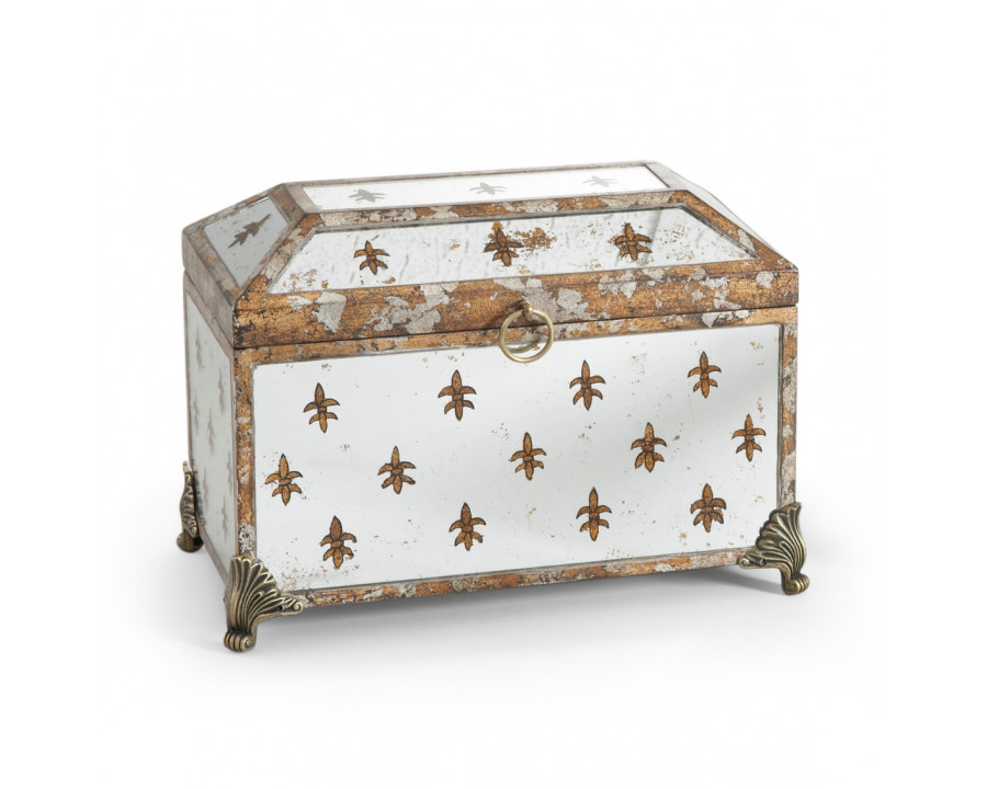 Chelsea House - Fleur De Lis Mirrored Box in Hand Painted