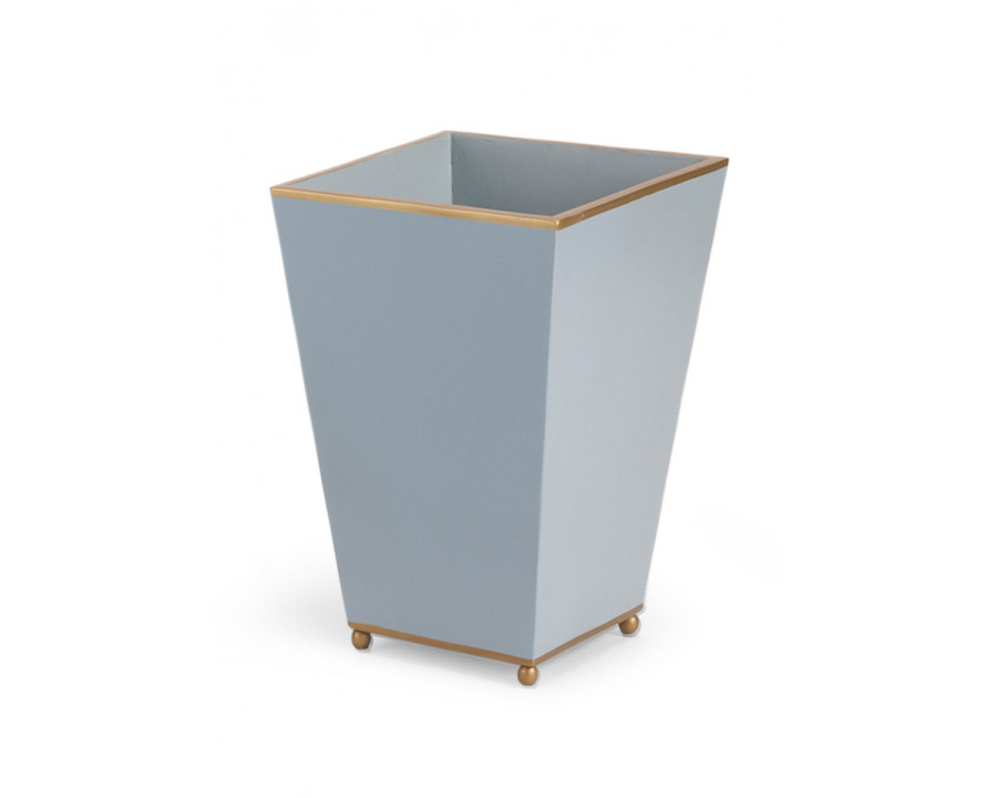 Chelsea House - Square Wastebasket in Pastel Blue/Gold Accents