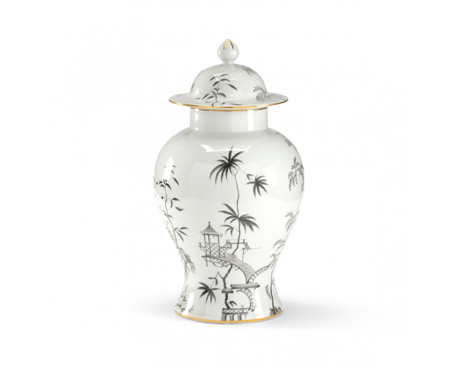 Chelsea House Chinoiserie Jar - Black/White