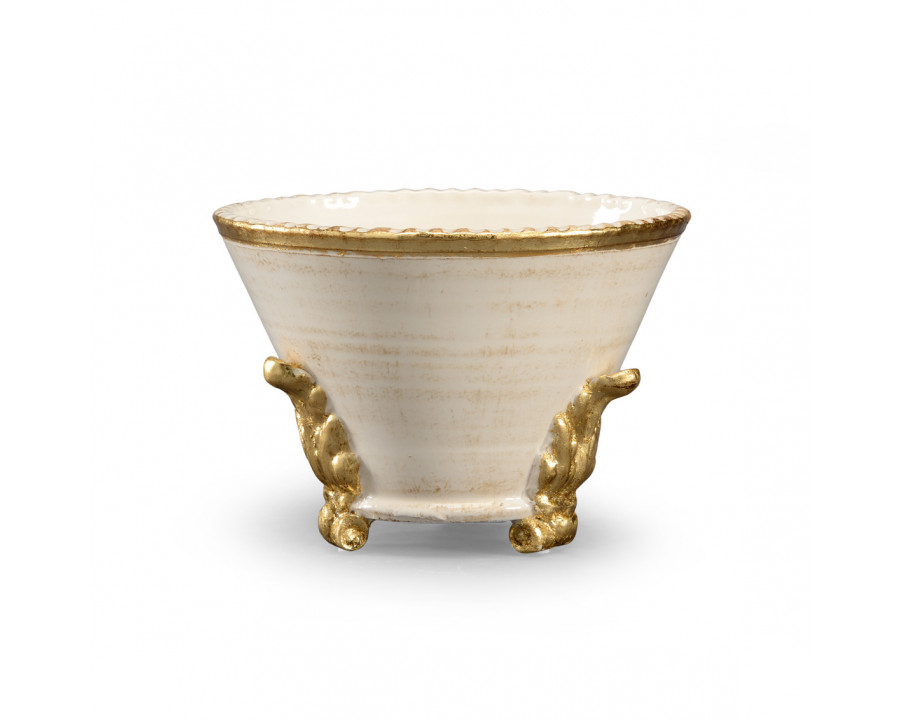 Chelsea House - Italian Small Cachepot in White/Metallic Gold Detail