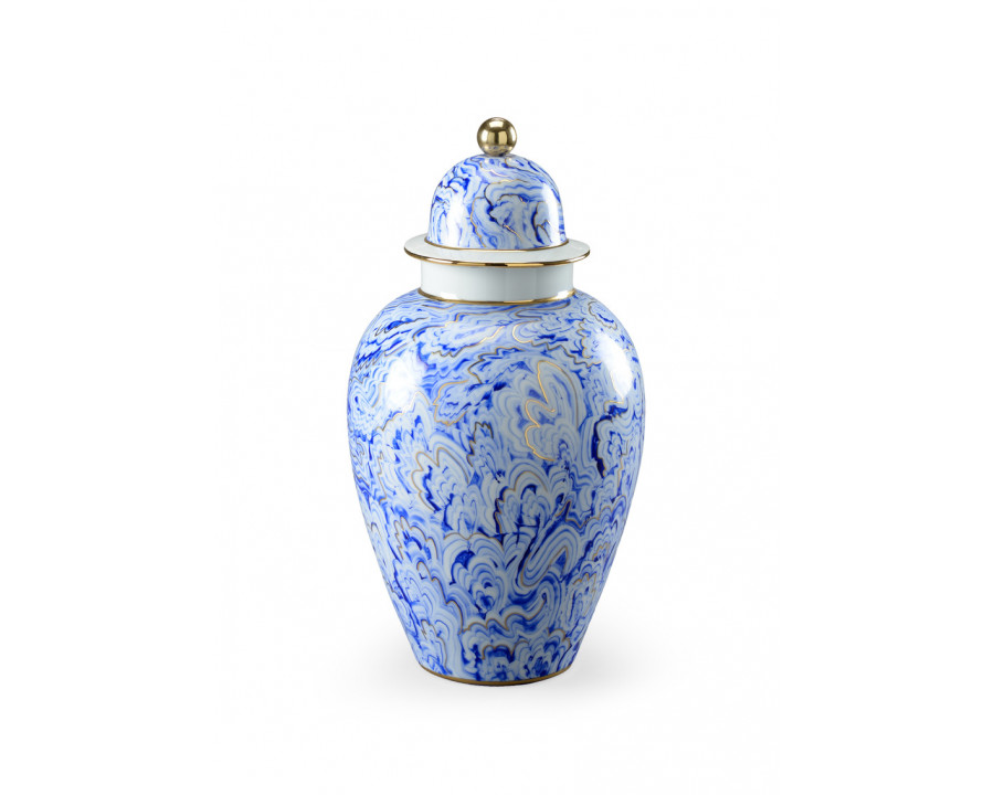 Chelsea House Marbleized Covered Urn - Blue, Large