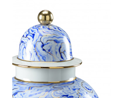 Chelsea House Marbleized Covered Urn - Blue, Large