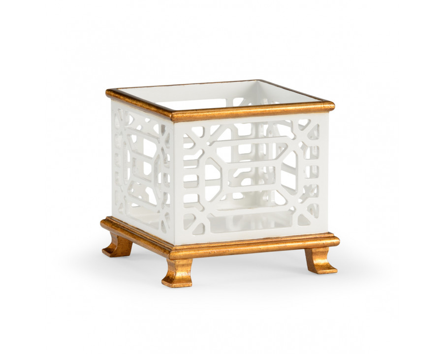 Chelsea House - Pierced Small Planter in White/Antique Gold