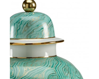 Chelsea House - Malachite Marbled Urn in Green/White