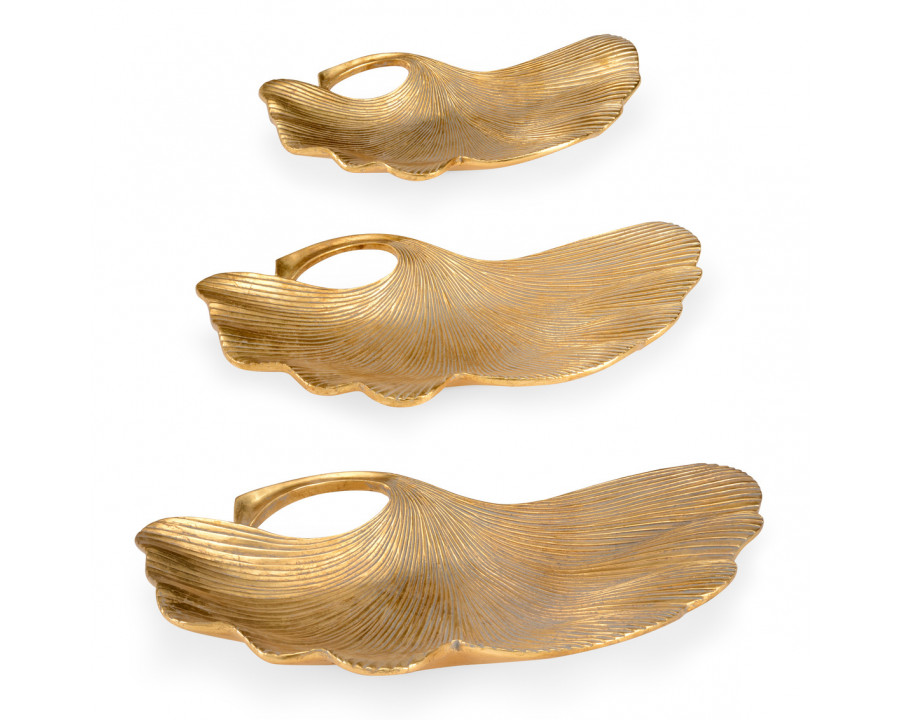 Chelsea House - Lotus Leaf Trays (S3) in Gold