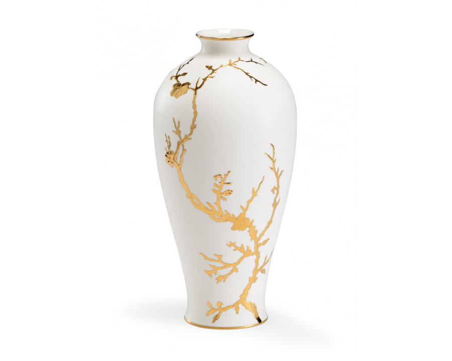 Chelsea House - Nanshan Vase in Matte White/Metallic Gold