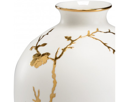 Chelsea House - Nanshan Vase in Matte White/Metallic Gold