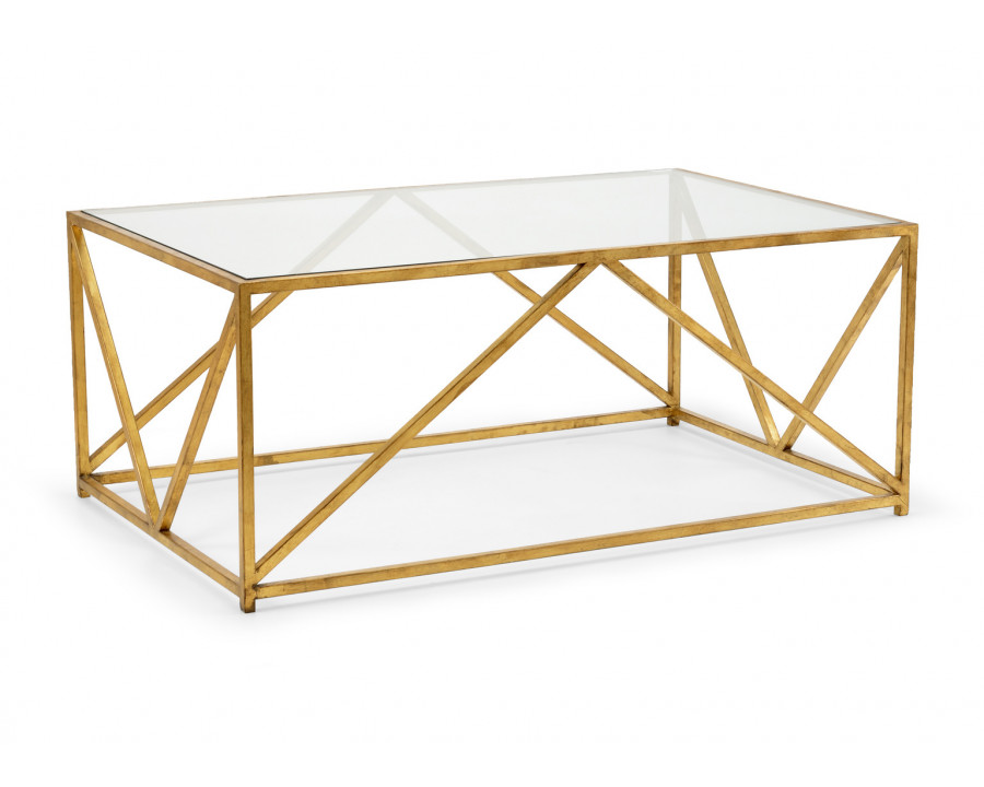 Chelsea House - Glass Top Harlequin Coffee Table in Antique Gold Leaf